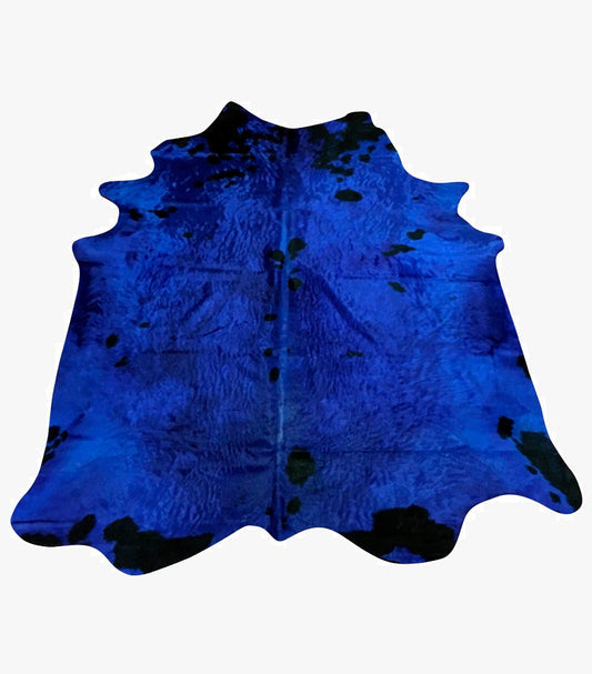 BLUE SPOTTED DYED COWHIDE RUG 45 SQFT Designleathers