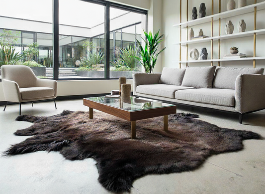 Bison Hair-On Hide Rug | Natural Shape – First Grade | Extra-Large 8' x 7'