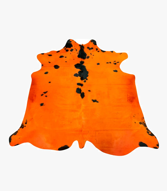 H6058 ORANGE SPOTTED DYED COWHIDE RUG 45 SQFT Designleathers
