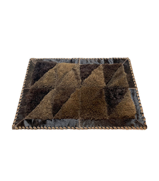Cowhide/Bison Hair-On Rectangular Rug | Diagonal Patchwork Design – 2' x 3'