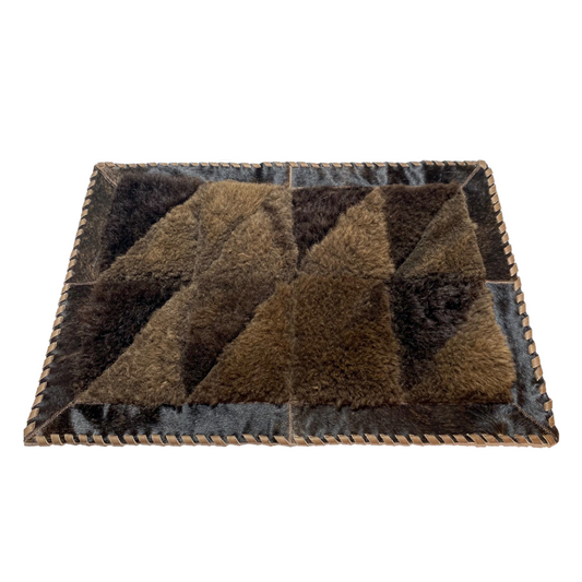 Bison/Cowhide Hair-On Rectangular Rug | Bison interior Diagonal Patchwork Design – 2' x 3'