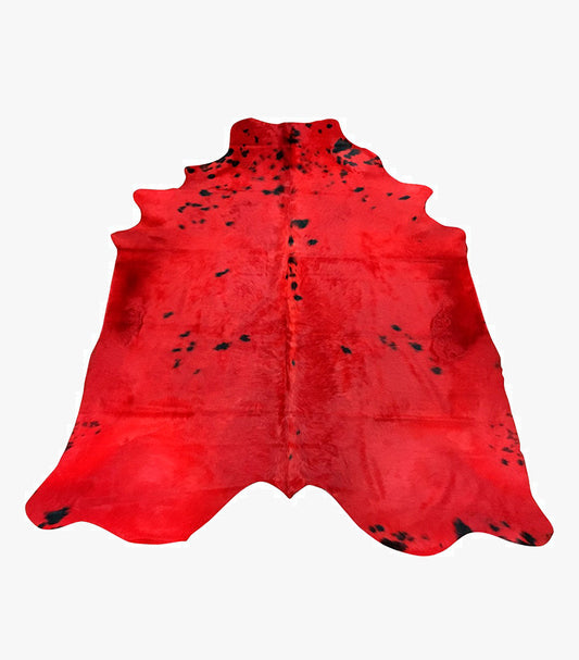 RED SPOTTED DYED COWHIDE RUG 45 SQFT Designleathers