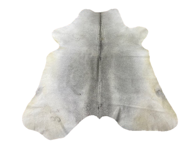 SOLID GREY & BEIGE COWHIDE RUG - 42 sqft